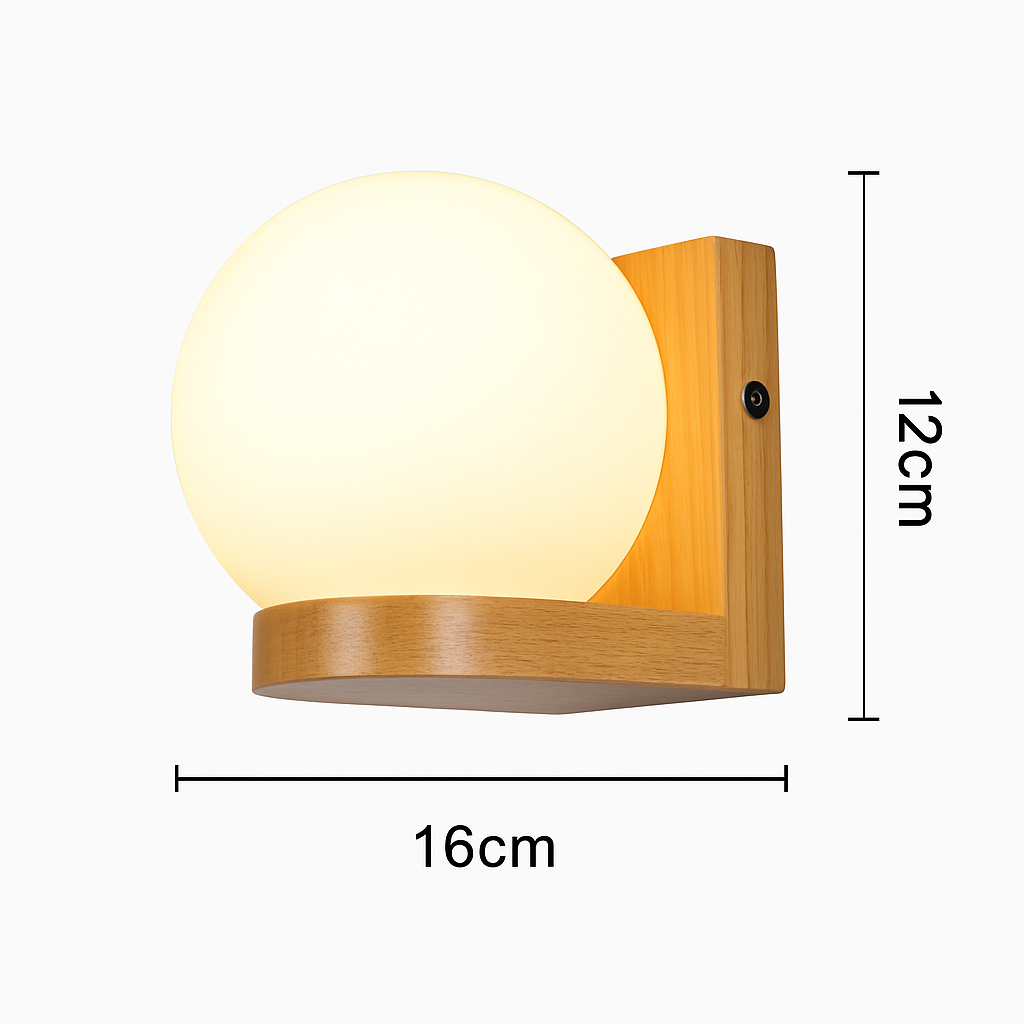 Applique murale bois verre LED nordique chevet maison intérieur
