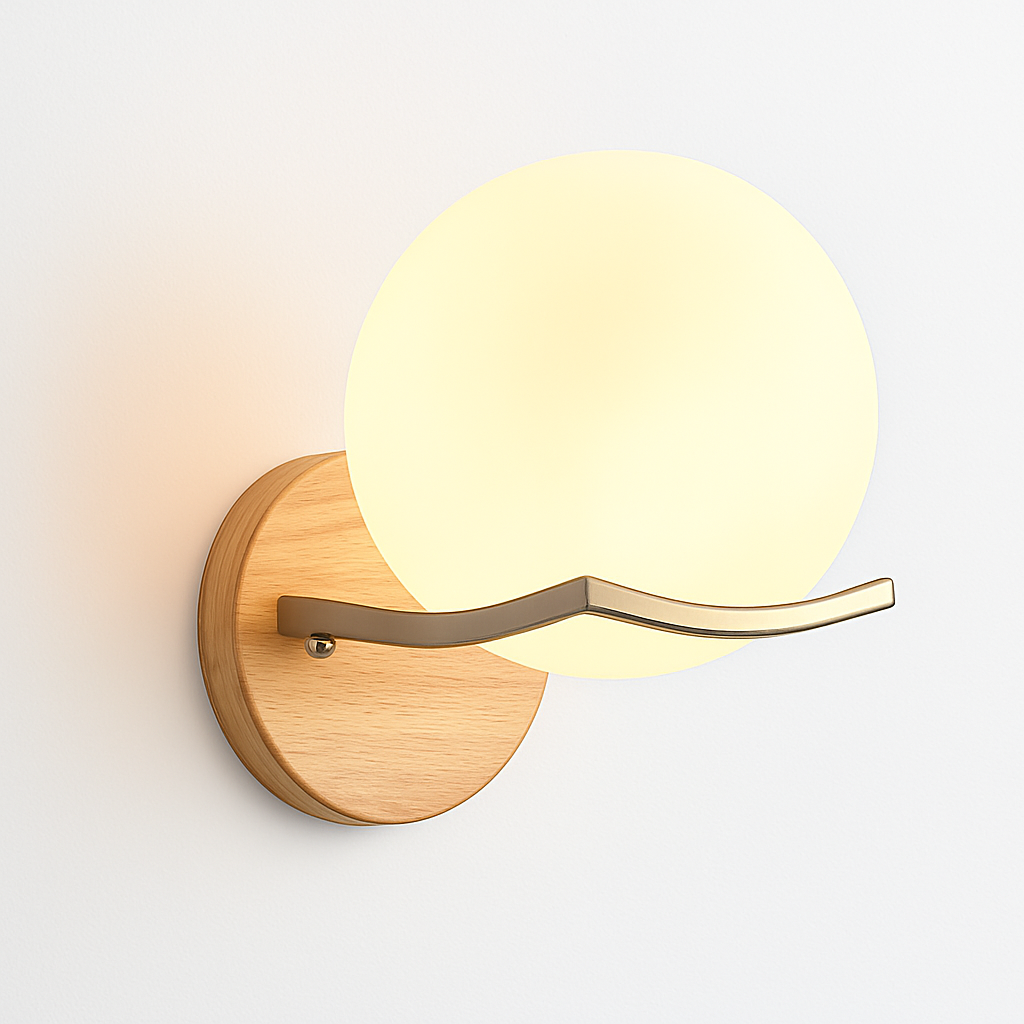 Applique murale bois verre LED nordique chevet maison intérieur