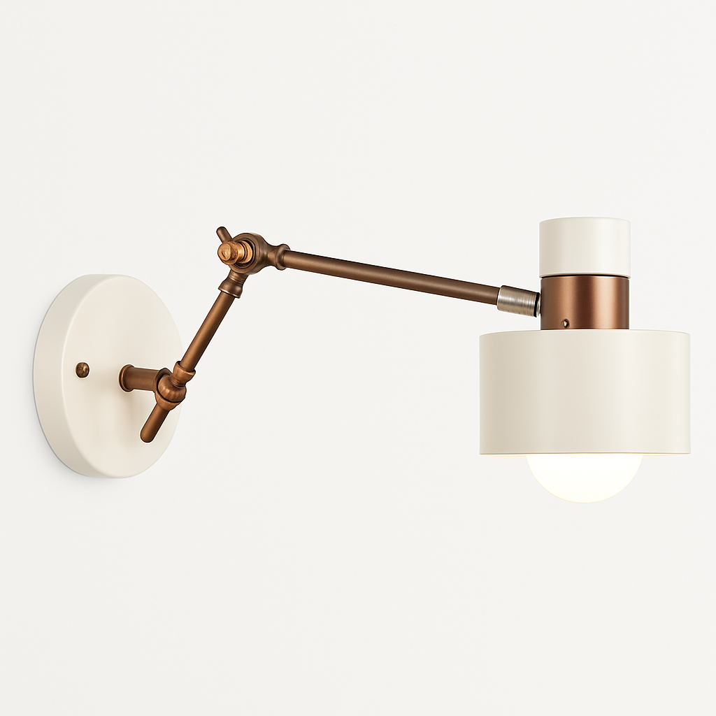Applique murale bras articulé à LED en métal et bois