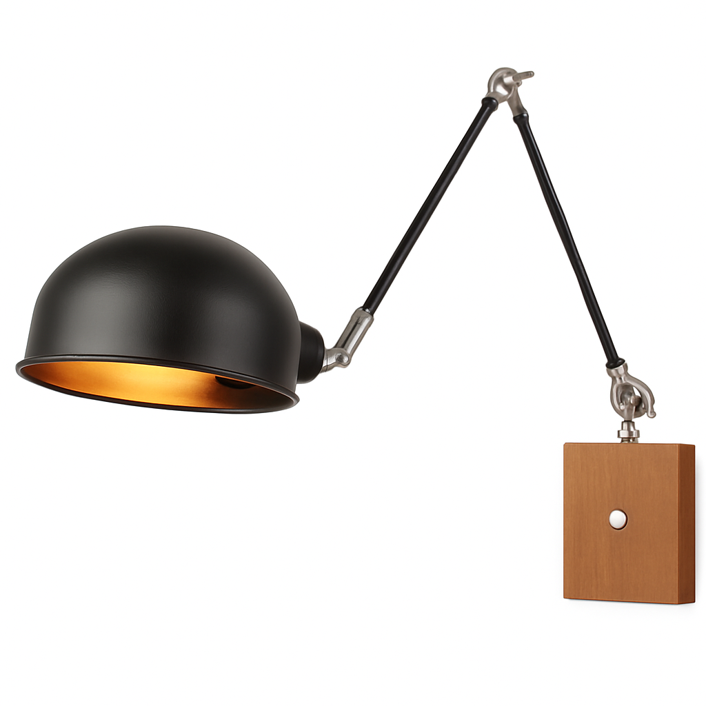 Applique murale bras articulé à LED en métal et bois