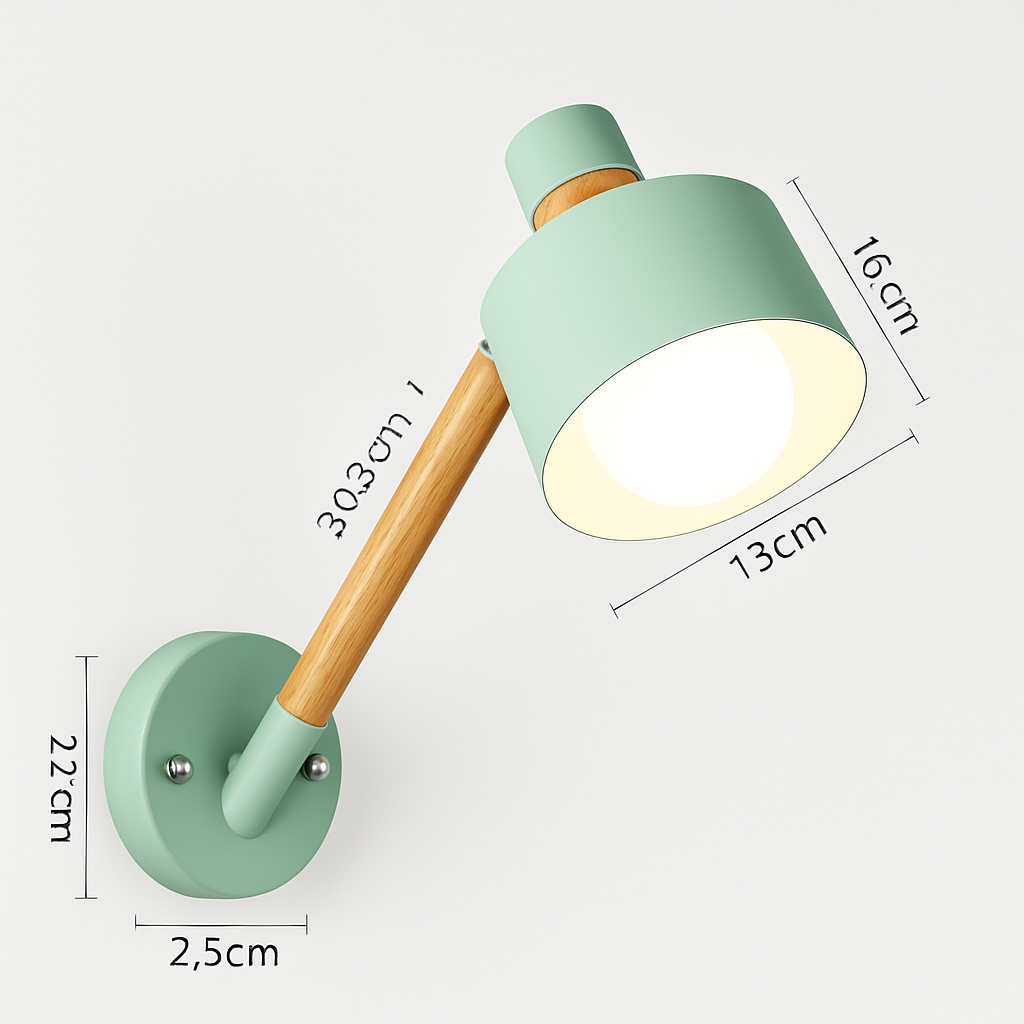 Applique murale bras articulé à LED en métal et bois