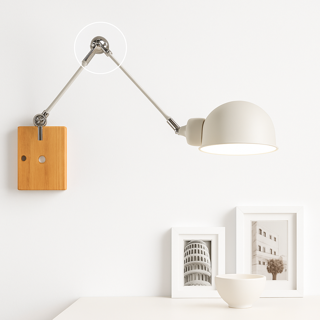 Applique murale bras articulé à LED en métal et bois