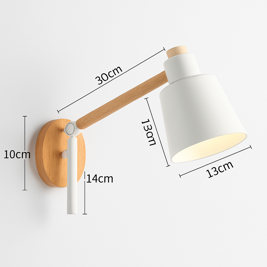 Applique murale bras articulé à LED en métal et bois