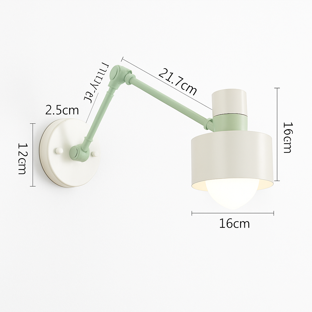 Applique murale bras articulé à LED en métal et bois
