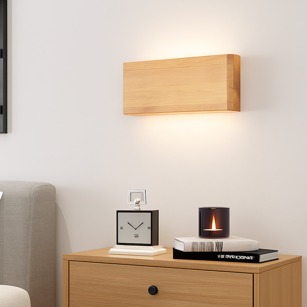 Applique murale carrée en bois naturel