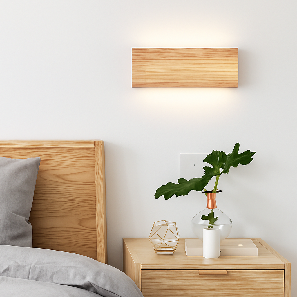 Applique murale carrée en bois naturel