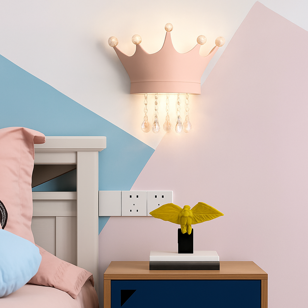 applique murale couronne créative en résine et cristal pour enfants