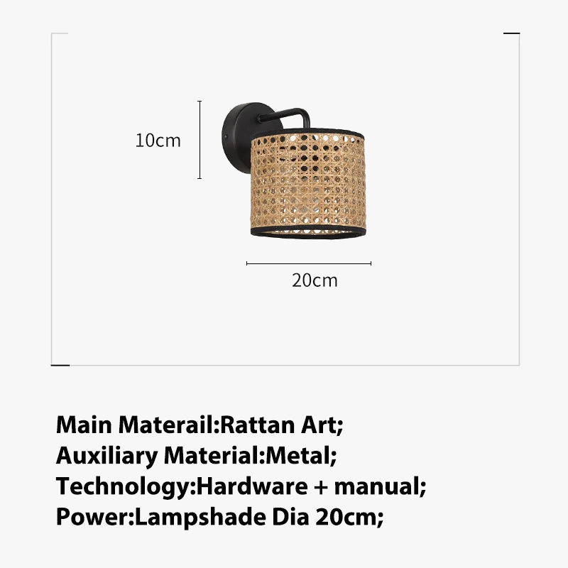 applique murale créative en rotin rétro artisanale pour divers espaces décoratifs