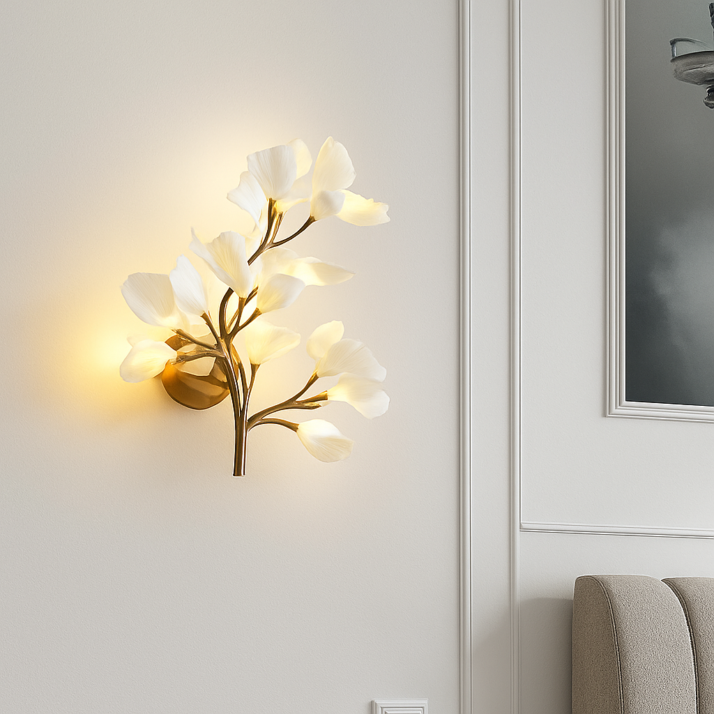 applique murale créative luxe feuille de ginkgo luminaire décoratif intérieur