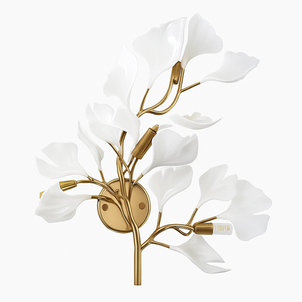 applique murale créative luxe feuille de ginkgo luminaire décoratif intérieur