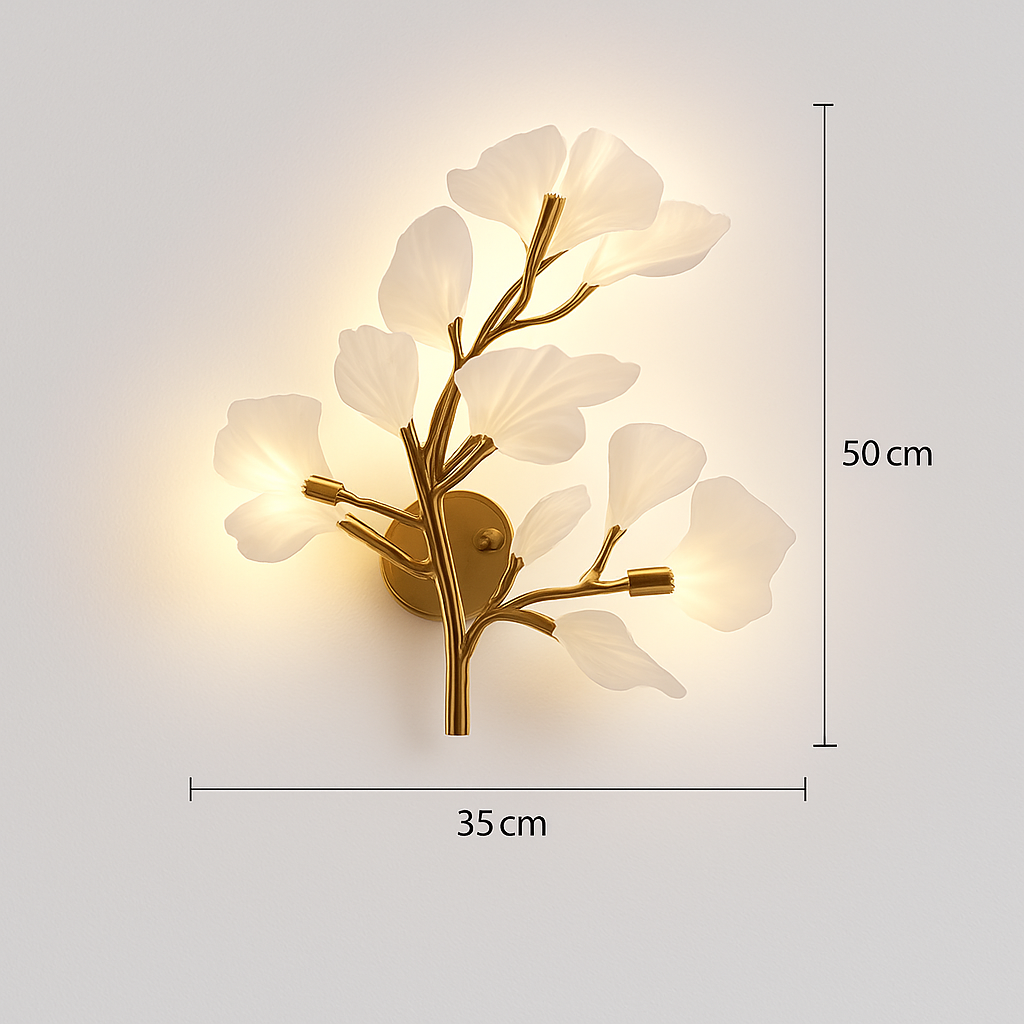 applique murale créative luxe feuille de ginkgo luminaire décoratif intérieur