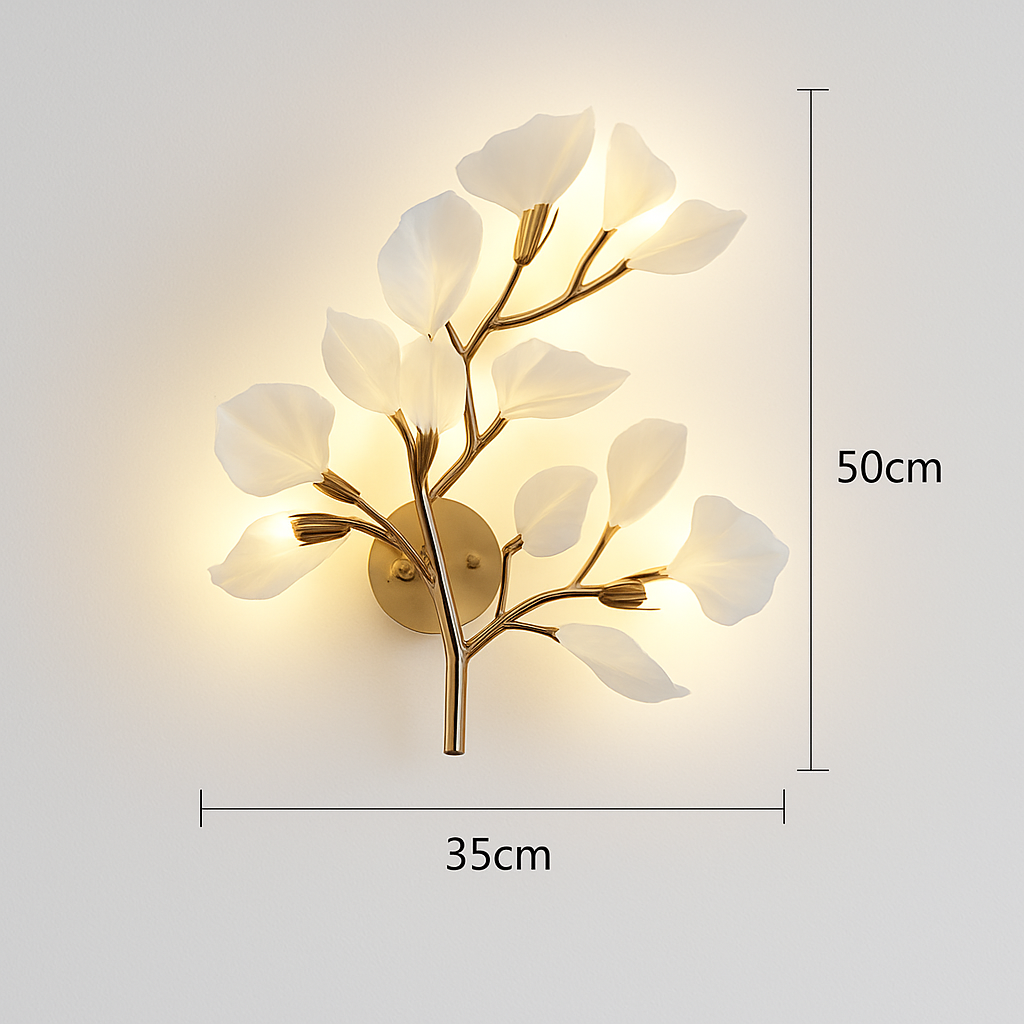 applique murale créative luxe feuille de ginkgo luminaire décoratif intérieur