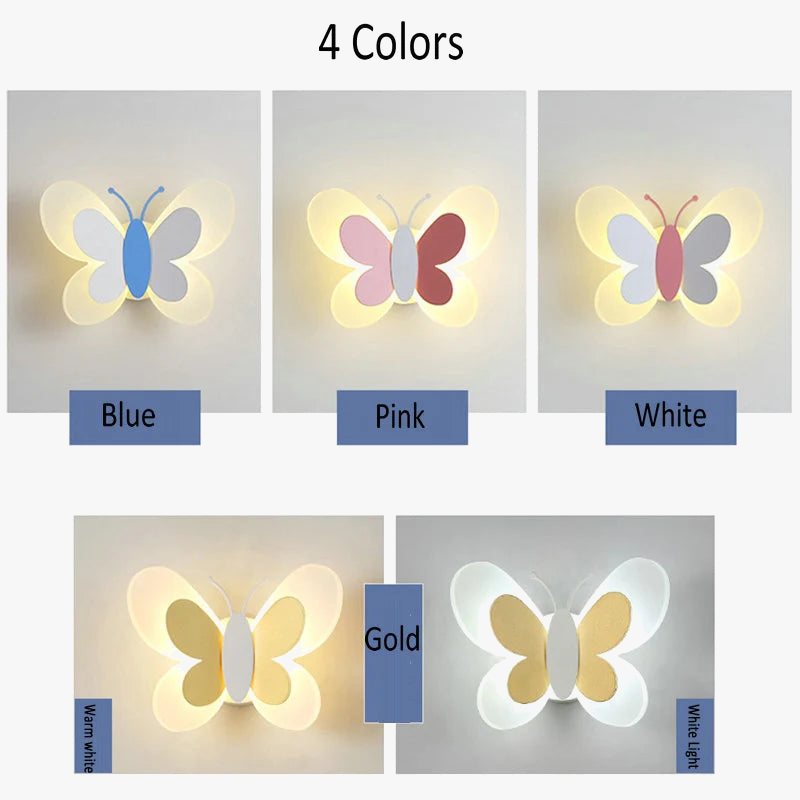 applique murale créative papillon dessin animé lumière led enfants