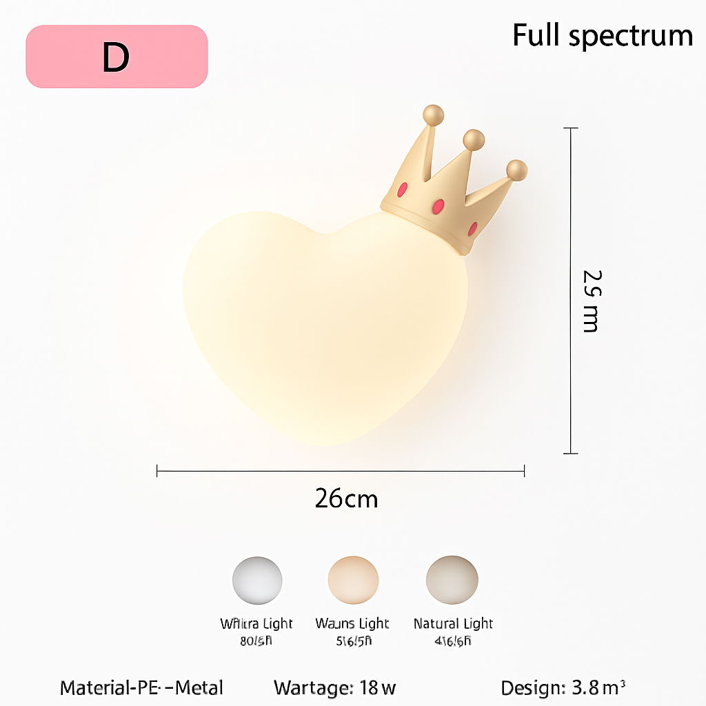 applique murale créatives pour enfants en forme de couronne et cœur