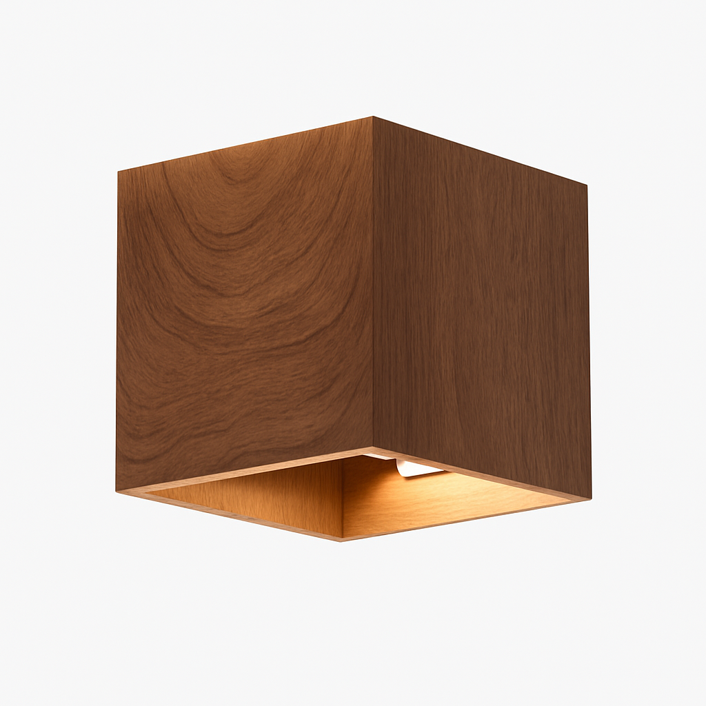applique murale cube led bois et métal