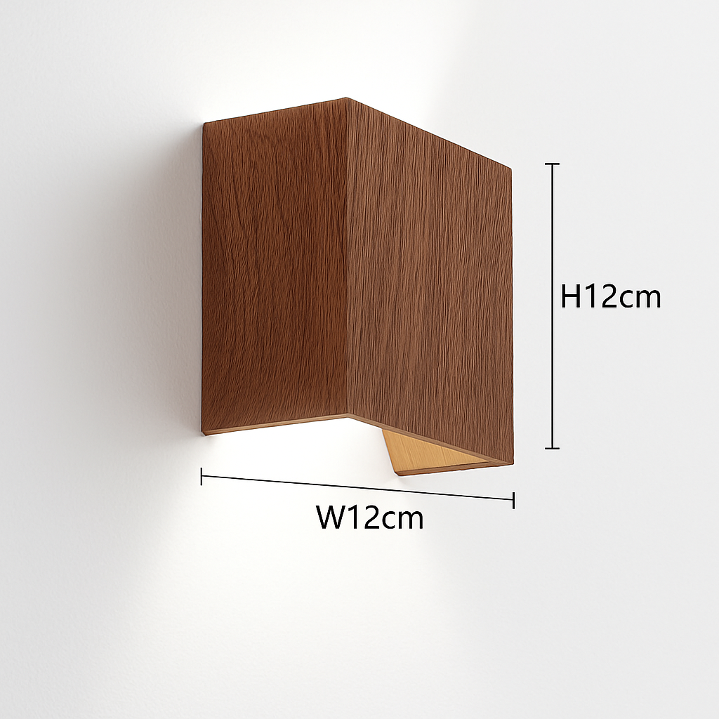 applique murale cube led bois et métal