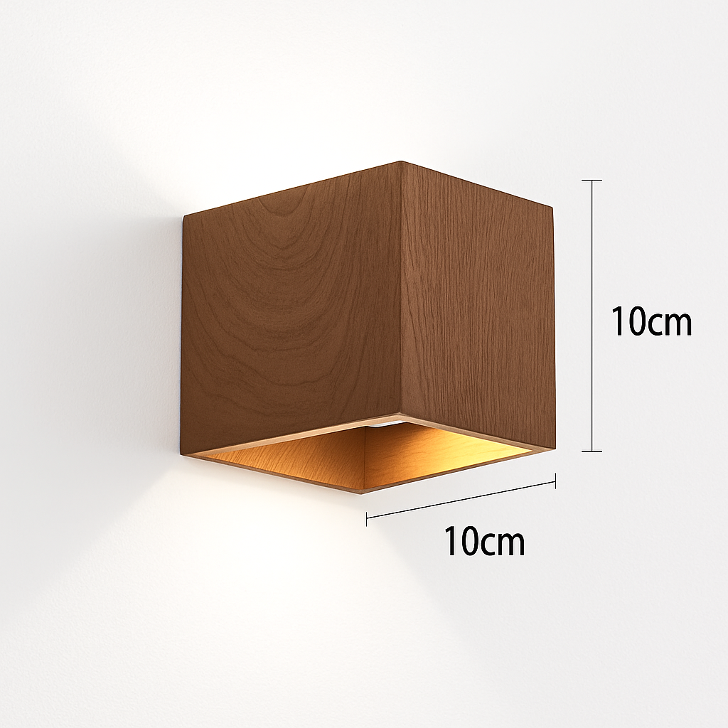 applique murale cube led bois et métal