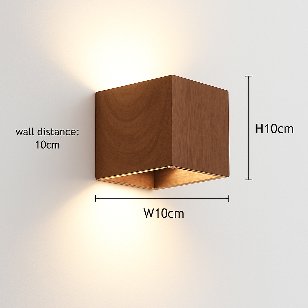 applique murale cube led bois et métal