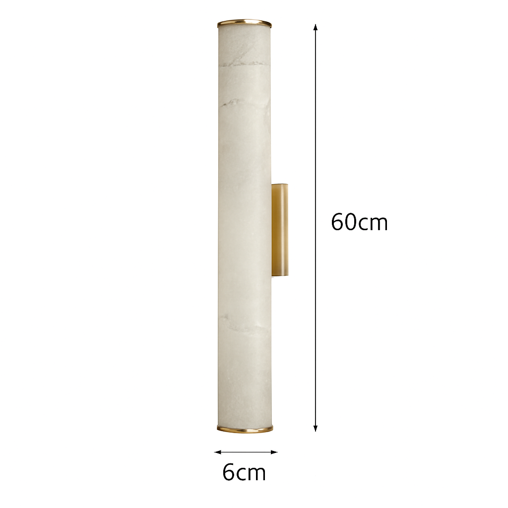 applique murale cylindrique en marbre naturel et laiton