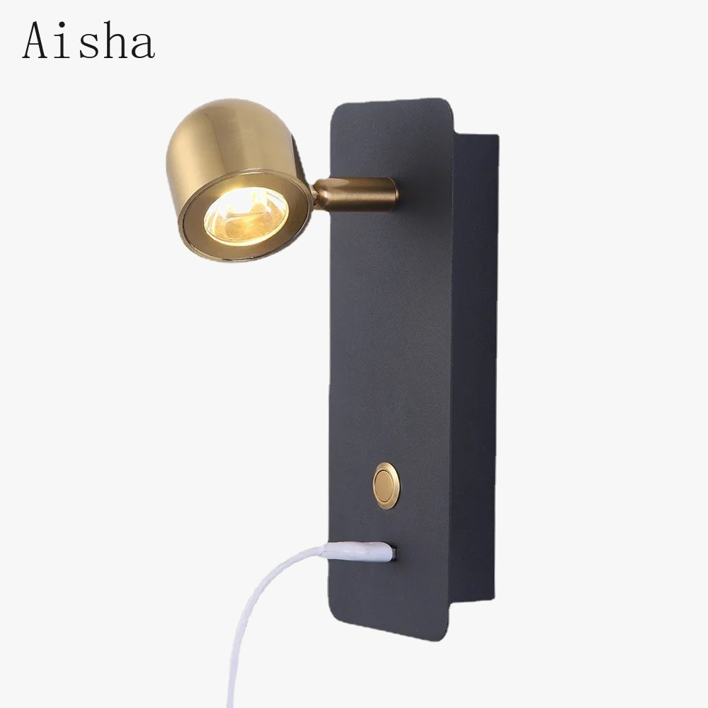 applique murale décorative avec interrupteur et port usb