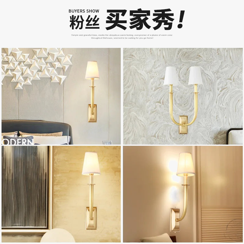 applique murale décorative à deux têtes avec miroir lumineux à led