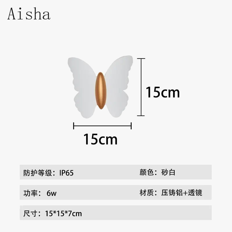 applique murale décorative en forme de papillon étanche pour l'extérieur