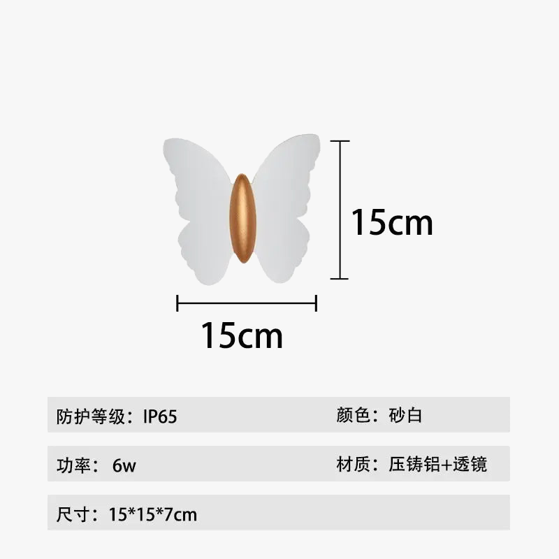 applique murale décorative en forme de papillon étanche pour l'extérieur