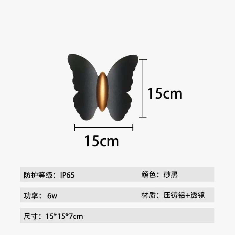 applique murale décorative en forme de papillon étanche pour l'extérieur
