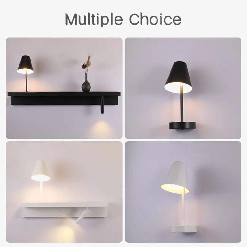 Applique murale de chevet avec étagère 3W