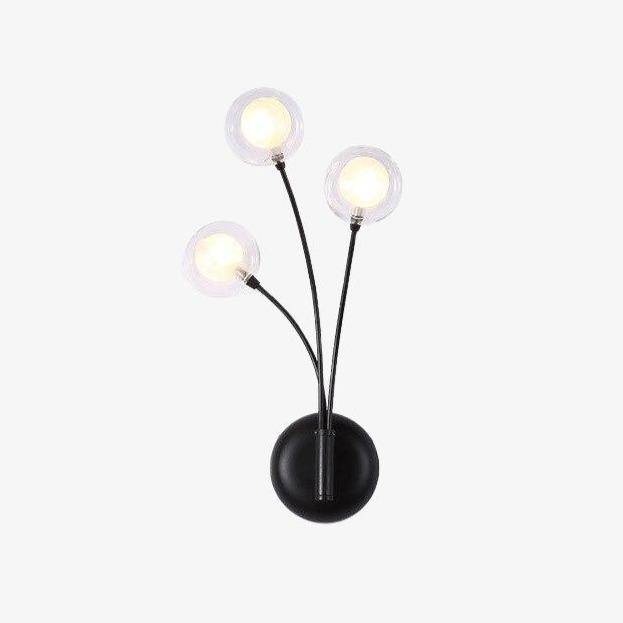 Applique murale design à LED noire avec trois boules en verre Hotel