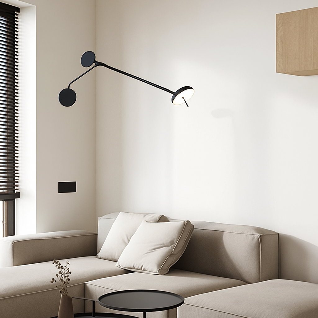 applique murale design avec bras pivotant réglable et poteau flexible
