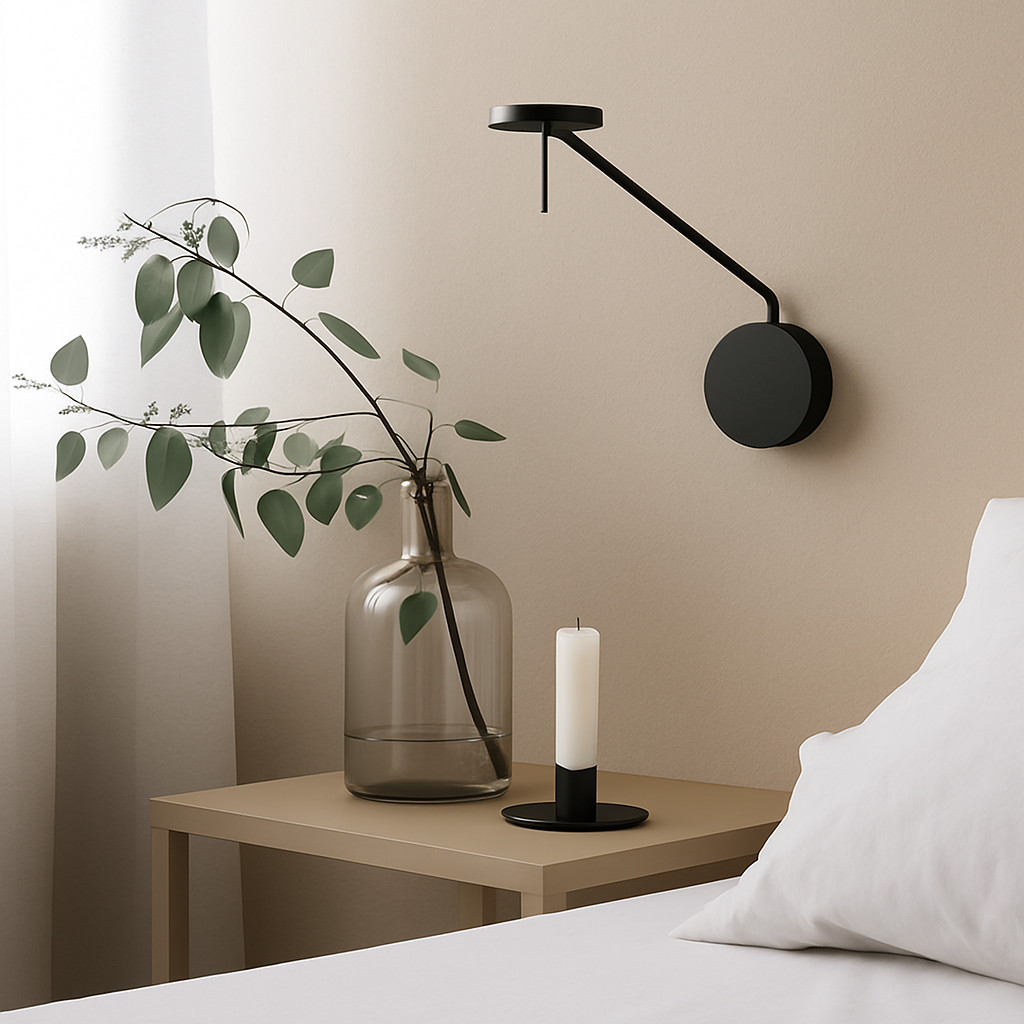 applique murale design avec bras pivotant réglable et poteau flexible