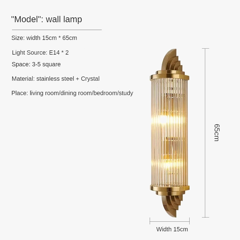 applique murale design en acier inoxydable et cristal pour éclairage créatif