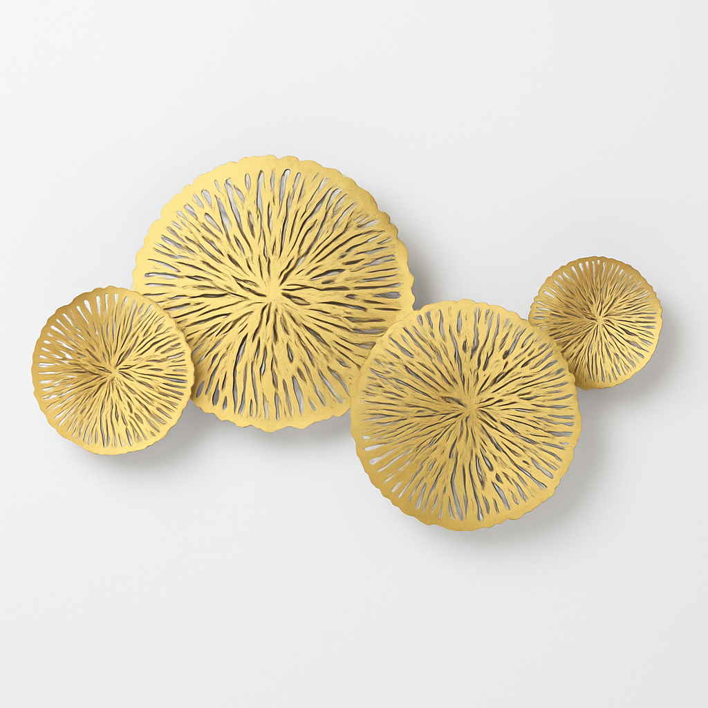 Applique murale design LED avec plusieurs disques doré ou cuivré style fleurs