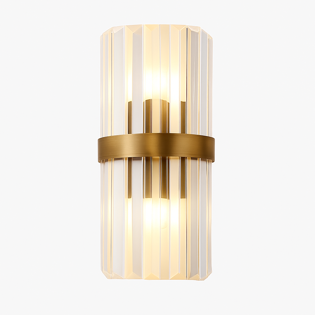 Applique murale design à LED dorée avec verre cristal en cascade Luxury