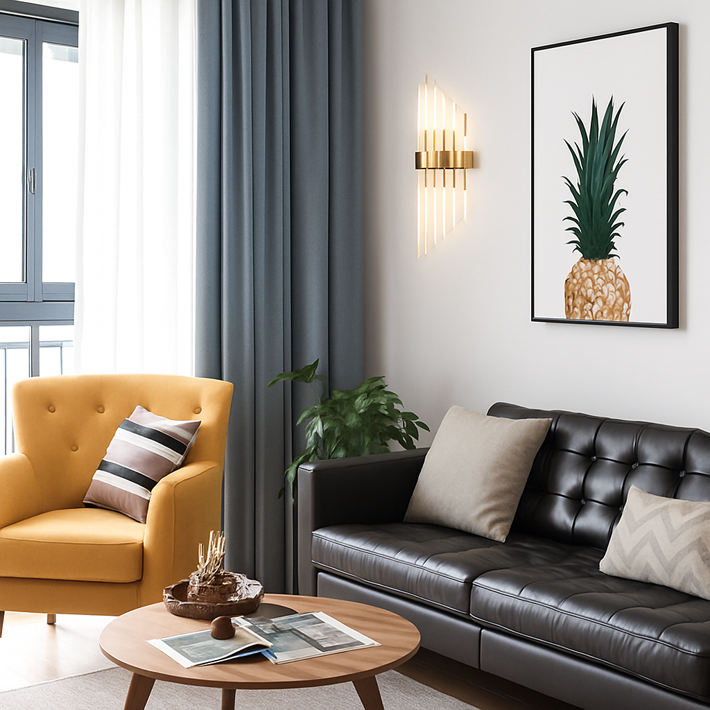 Applique murale design à LED dorée avec verre cristal en cascade Luxury