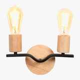 Applique murale deux têtes bois fer loft