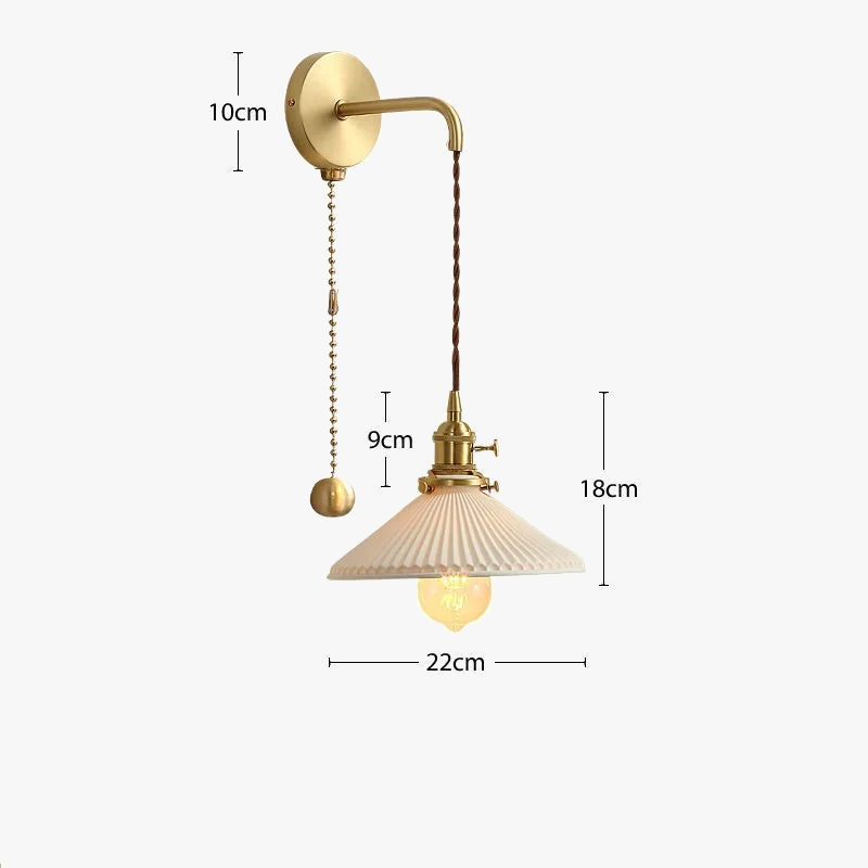 Applique murale dorée moderne céramique fil ajustable LED