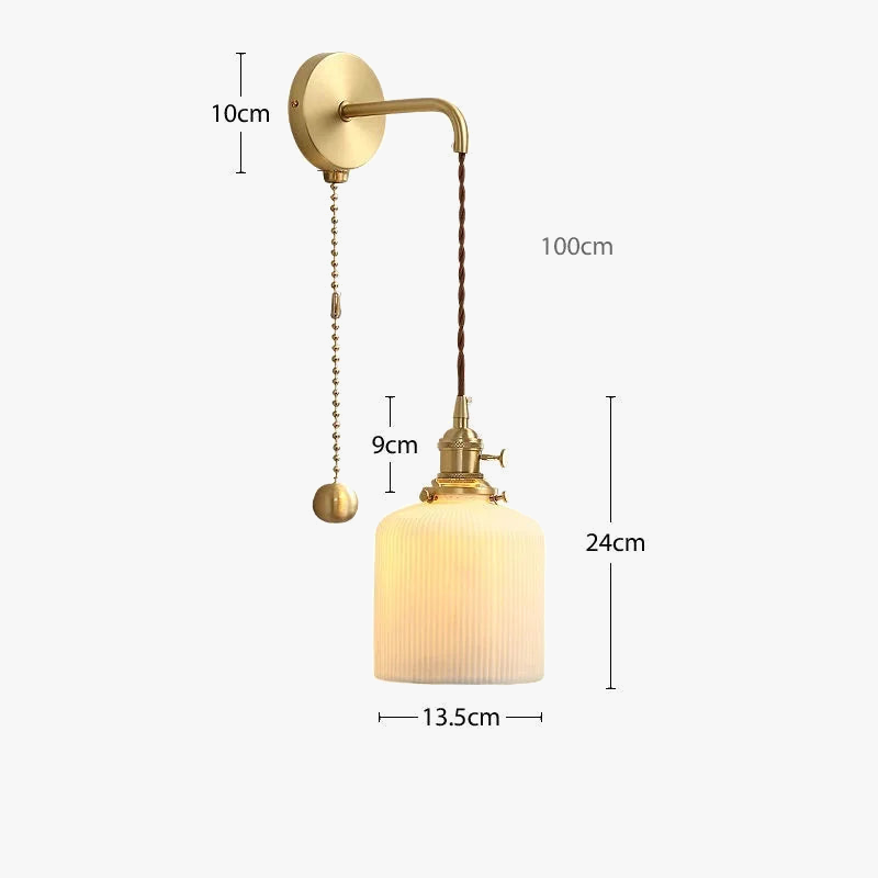 Applique murale dorée moderne céramique fil ajustable LED