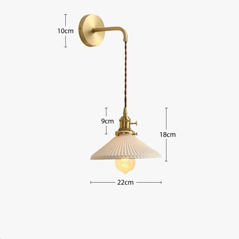 Applique murale dorée moderne céramique fil ajustable LED