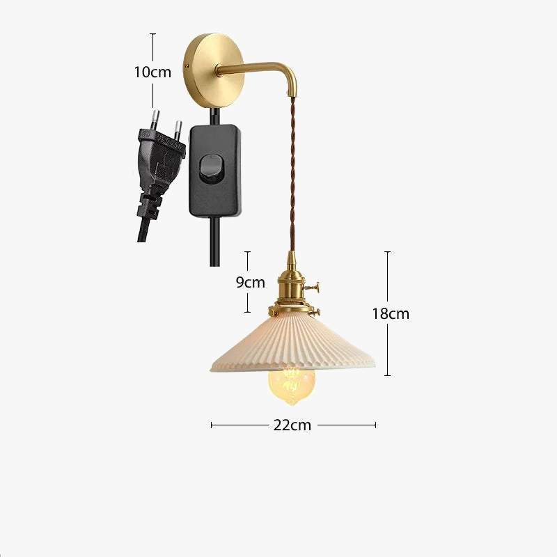 Applique murale dorée moderne céramique fil ajustable LED