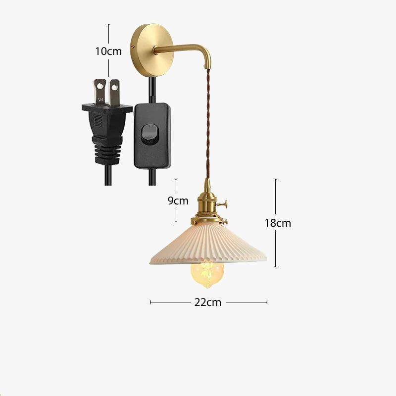 Applique murale dorée moderne céramique fil ajustable LED