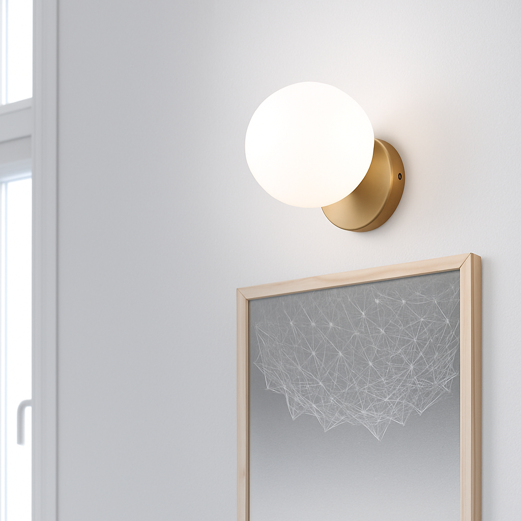 Applique murale doré et boule en verre Frost