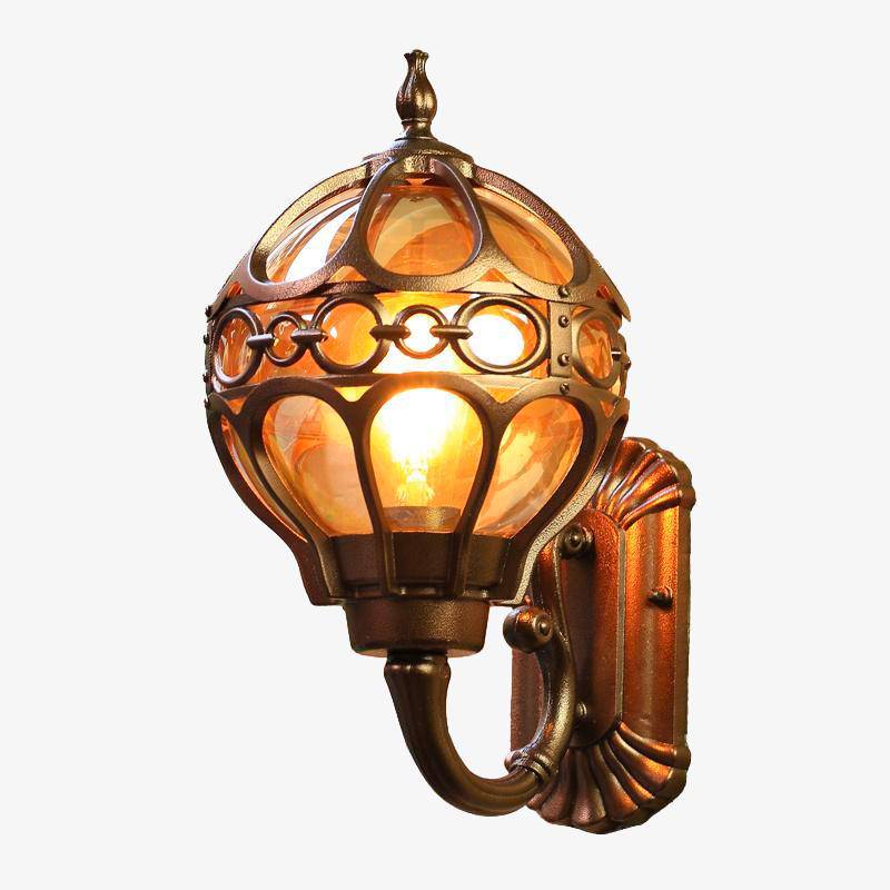 Applique murale dorée rustique en verre