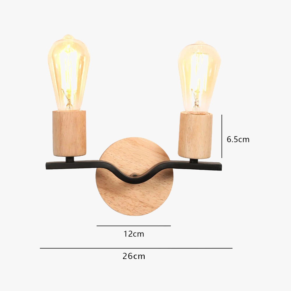applique murale double tête en bois style nordique moderne