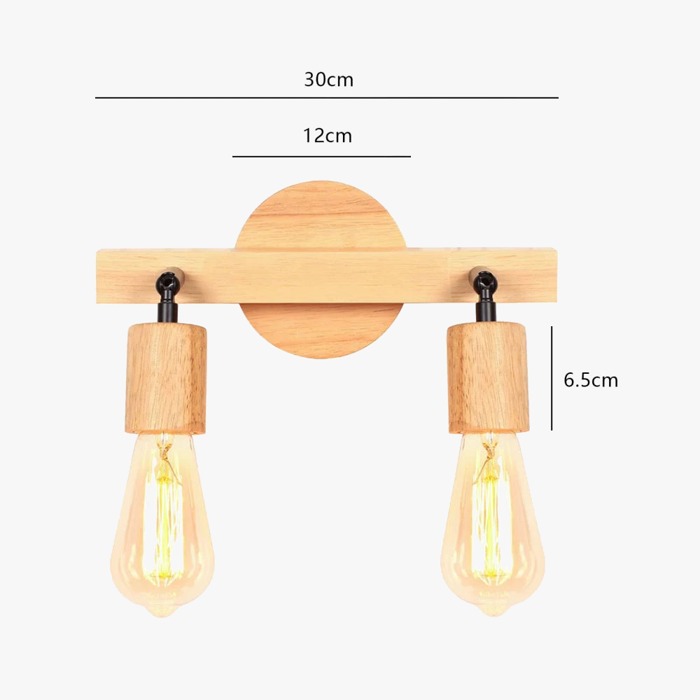 applique murale double tête en bois style nordique moderne
