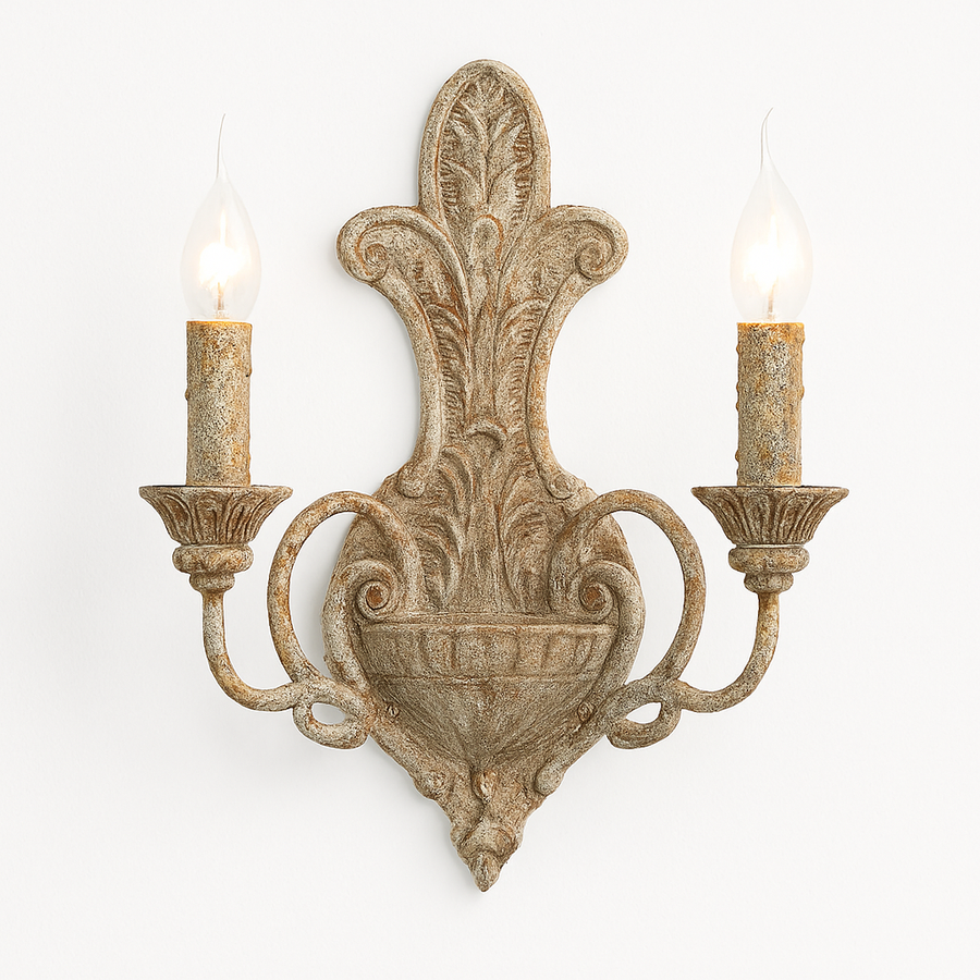 Applique murale à double tête en fer antique style français