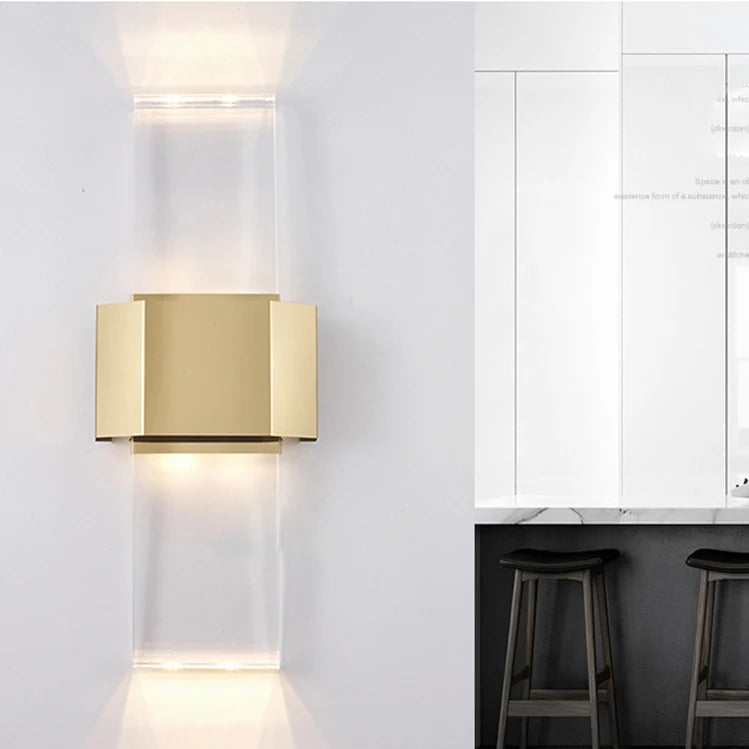 applique murale en acier inoxydable et cristal minimaliste