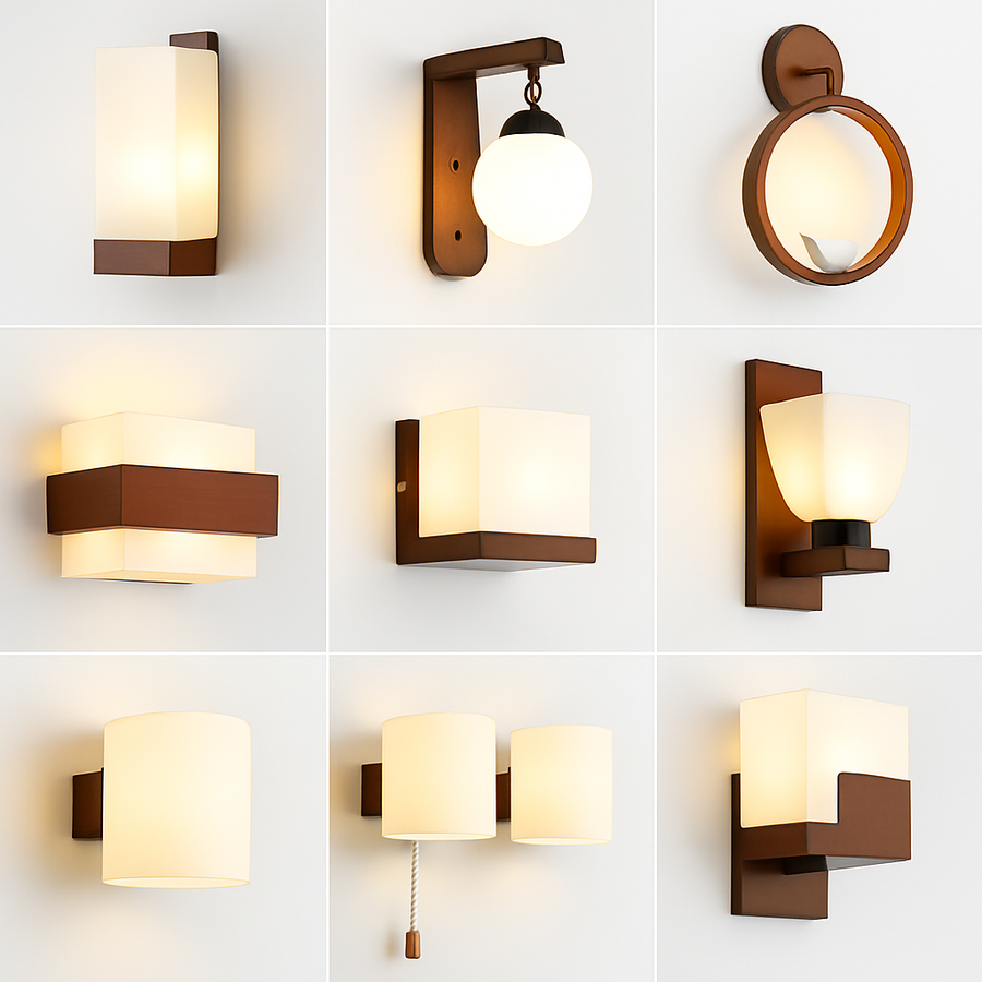 applique murale en bois avec ampoule led pour intérieur