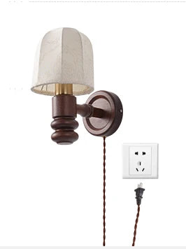 applique murale en bois avec prise et éclairage décoratif rétro